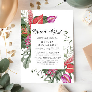 Convite de Chás de Bebê Floral É uma Menina
