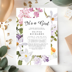 Convite de Chás de Bebê Floral É uma Menina