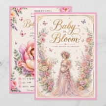 Convite de Chás de Bebê Floral Elegante Baby in Bl