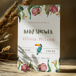 Convite de Chás de Bebê Floral Fofo Bege