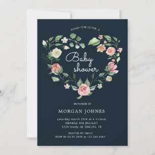 Convite de Chás de Bebê Floral Midnight Bloom