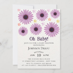 Convite de Chás de Bebê Floral Oh Baby