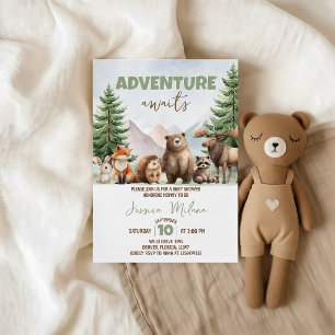 Convite de Chás de Bebê Floresta "Aventura Espera"