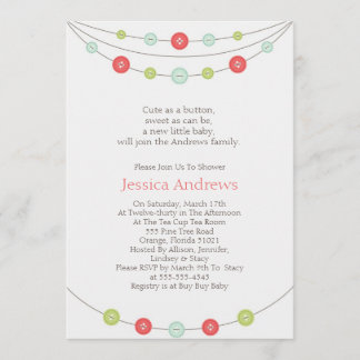 Convite de Chás de Bebê Fofo como um Botão