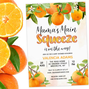 Convite de Chás de Bebê Laranja Esmagamento Princi