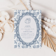 Convite de Chás de Bebê Little Pumpkin Blue Toile