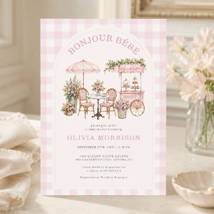 Convite de Chás de Bebê Menina Boujour Bebe Café R