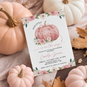 Convite de Chás de Bebê Menina com Abóbora Floral