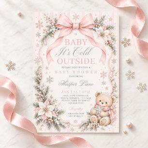Convite de Chás de Bebê Menina de Inverno
