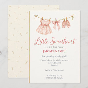 Convite de Chás de Bebê Menina Little Sweetheart C