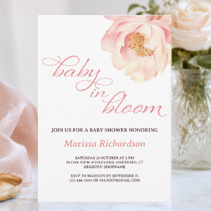 Convite de Chás de Bebê Menina Pink Baby in Bloom