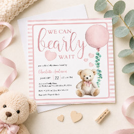 Convite de Chás de Bebê Menina Urso Rosa Mal Pode