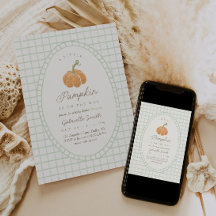 Convite de Chás de Bebê Menino Little Pumpkin Gree