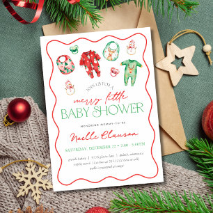 Convite de Chás de Bebê Merry Little Christmas
