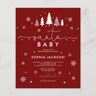 Convite de Chás de Bebê Minimalista do Papai Noel 