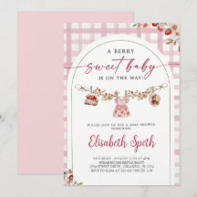 Convite de Chás de Bebê Morango Doce Berry