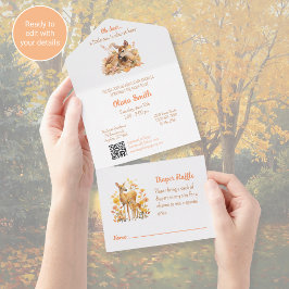 Convite de Chás de Bebê 'Oh Deer' com Código QR Tu