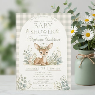 Convite de Chás de Bebê Oh Deer Woodland Sage Verd