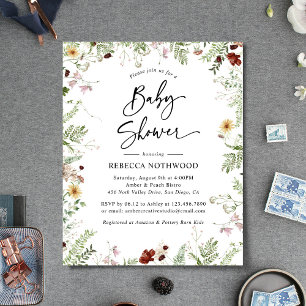 Convite de Chás de Bebê Orçamento Boho Florais