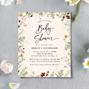 Convite de Chás de Bebê Orçamento Moderno Flores S