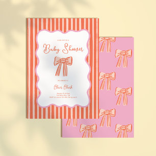Convite de Chás de Bebê para Menina com Listras It