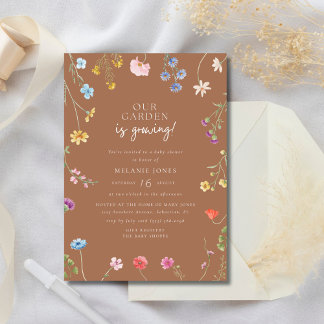 Convite de Chás de Bebê para Menina Flor Silvestre