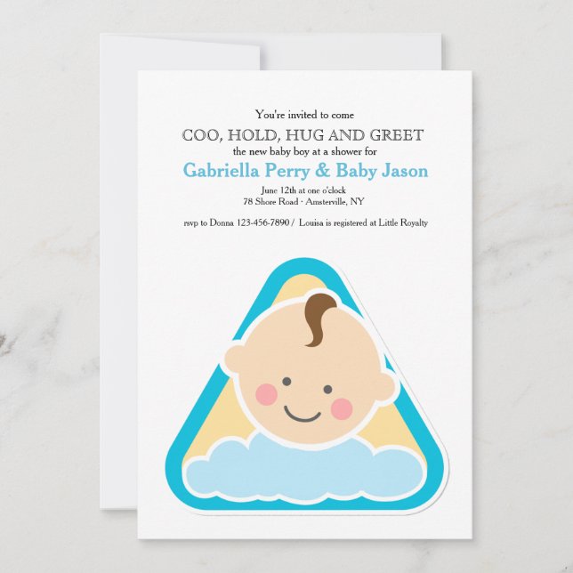 Convite de Chás de Bebê para Menino Sweet Cheeks (Frente)