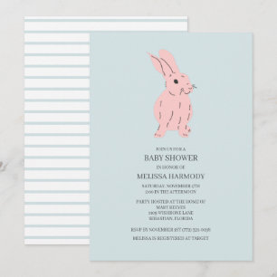 Convite de Chás de Bebê para o Azul Doce Bunny Bab