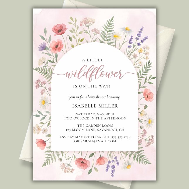Convite de Chás de Bebê para uma Menina Florzinha  (A Little Wildflower Girl Baby Shower Invitation)