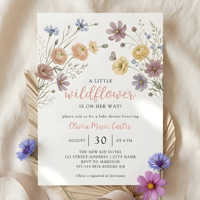 Convite de Chás de Bebê para uma Menininha Florzin (A Little Wildflower Girl Baby Shower Invitation)