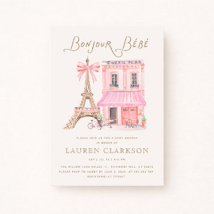 Convite de Chás de Bebê Parisiense Café Bonjour Bé