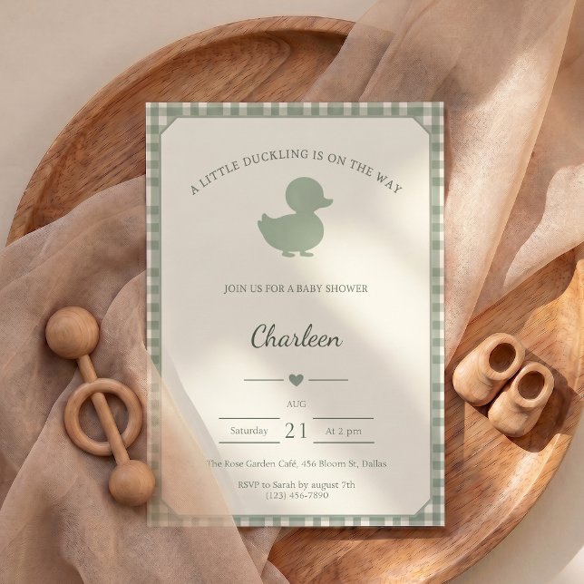 Convite de Chás de Bebê Patinho a Caminho (Baby Shower Invitation Little Duckling On The Way)