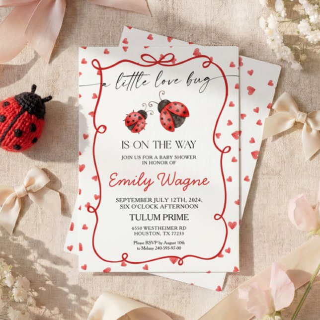 Convite de Chás de Bebê Pequeno Bug de Amor (Criador carregado)