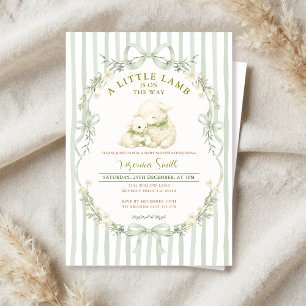 Convite de Chás de Bebê Pequeno Cordeiro Listra de
