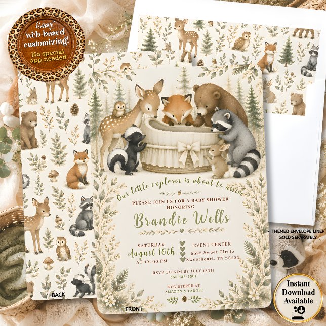 Convite de Chás de Bebê Pequeno Explorador (Little Explorer Baby Shower Invitation)
