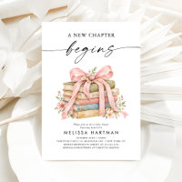 Convite de Chás de Bebê Pink Bow Books Um Novo Cap