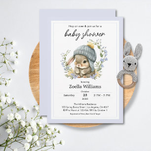 Convite de Chás de Bebê Primavera com Coelhinho Fo