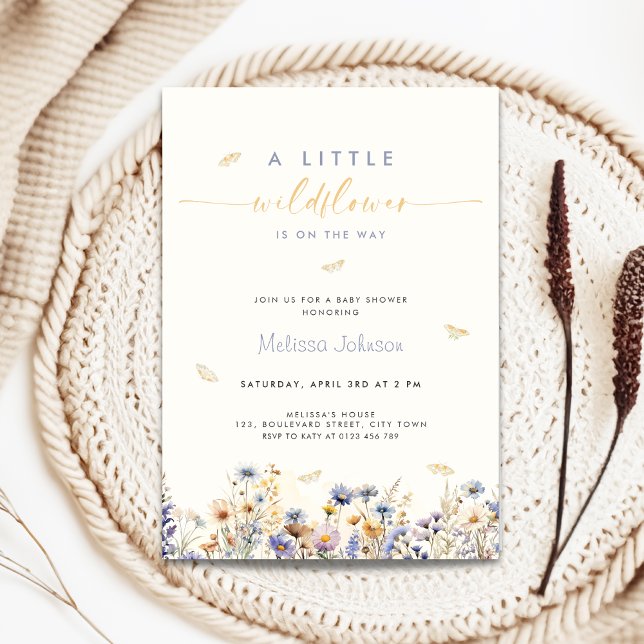 Convite de Chás de Bebê Primavera Uma Pequena Flor (Wildflower baby shower invitation)