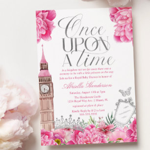 Convite de Chás de Bebê Princesa Era Uma Vez Rosa