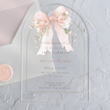 Convite de Chás de Bebê Rosa Elegante Coquette com
