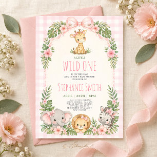 Convite de Chás de Bebê Safari Menina Um Pouco Sel