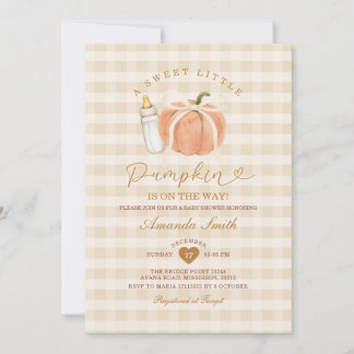 Convite de Chás de Bebê Sweet Little Pumpkin Is on