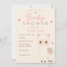 Convite de Chás de Bebê Tema Alpaca
