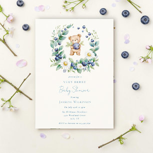 Convite de Chás de Bebê Urso Aquarela Muito Berry