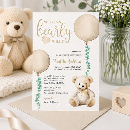 Convite de Chás de Bebê Urso Marrom à Espera