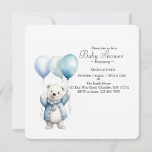 Convite de Chás de Bebê Urso Polar Fofo