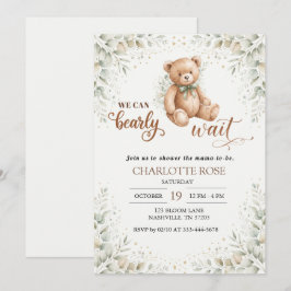 Convite de Chás de Bebê Urso Teddy de Eucalipto