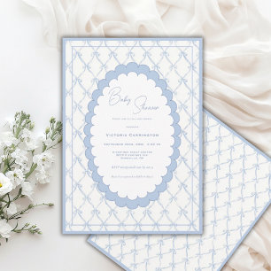 Convite de Chás de Bebê Vintage Arcos Azuis