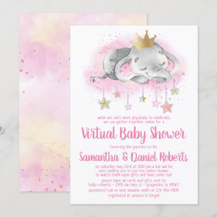 Convite de Chás de Bebê Virtuais da Princesa Elefa