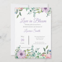 Convite de Chás de Noiva Floral Lavanda Elegante